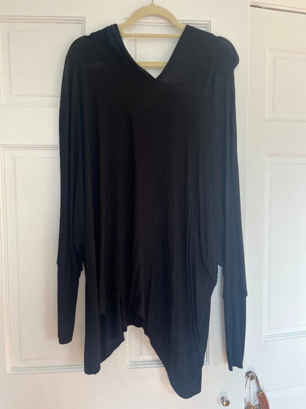 Michael Lauren Black Draped Cowl Long Sleeve Hoodie Top — Size XS/S